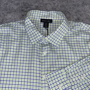 New Porter & Ash Shirt Men's Large Blue/Green Gingham Collared Button-Down‎